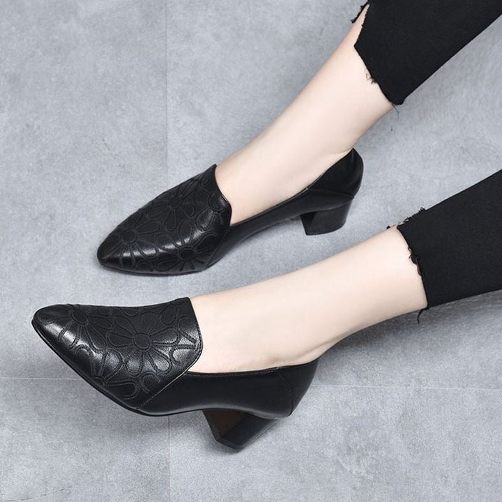 Grace & Jess |  Vegan Leather Embroidered Pumps