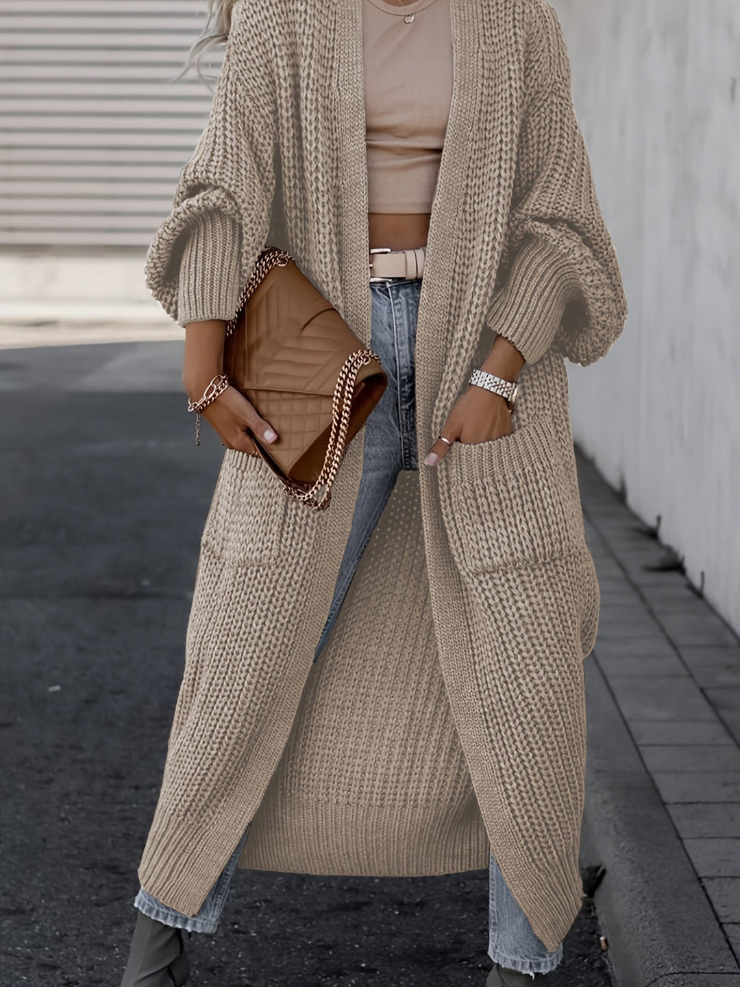 Grace & Jess | Elegant Deep V-Neck Long Sleeve Cardigan
