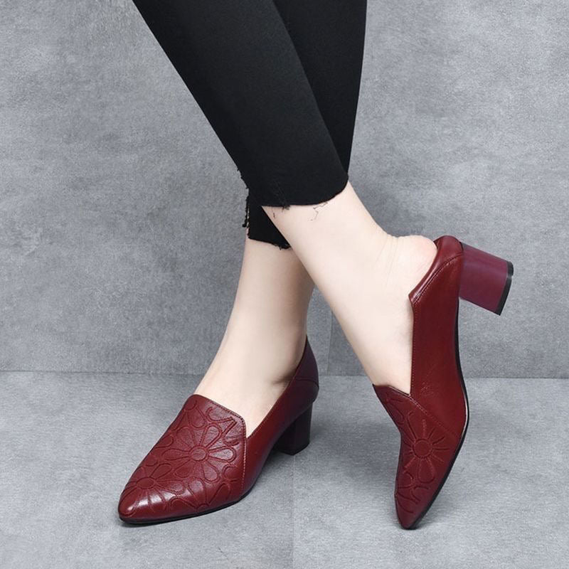 Grace & Jess |  Vegan Leather Embroidered Pumps