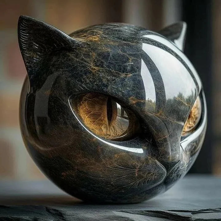 Grace & Jess |  Black Cat Head Sculpture