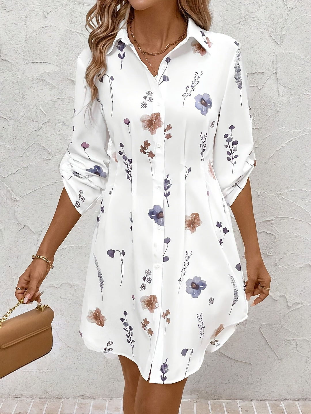 Grace & Jess | Elegant Floral Print Blouse Dress