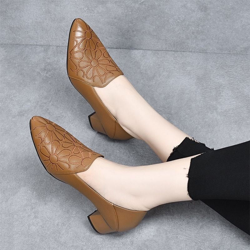 Grace & Jess |  Vegan Leather Embroidered Pumps