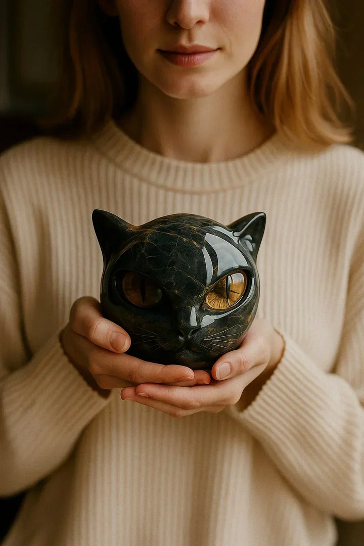 Grace & Jess |  Black Cat Head Sculpture