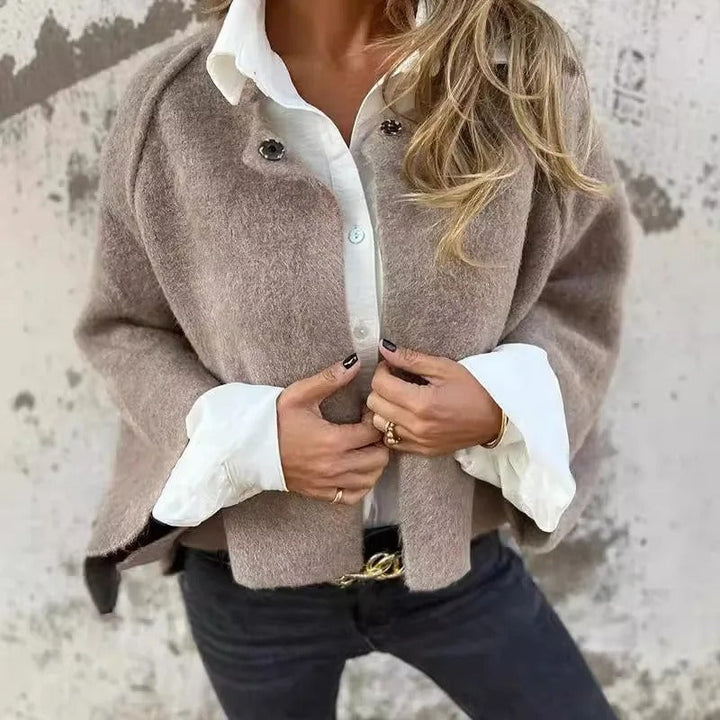 Grace & Jess | Round Neck and Long Sleeves Wool Coat