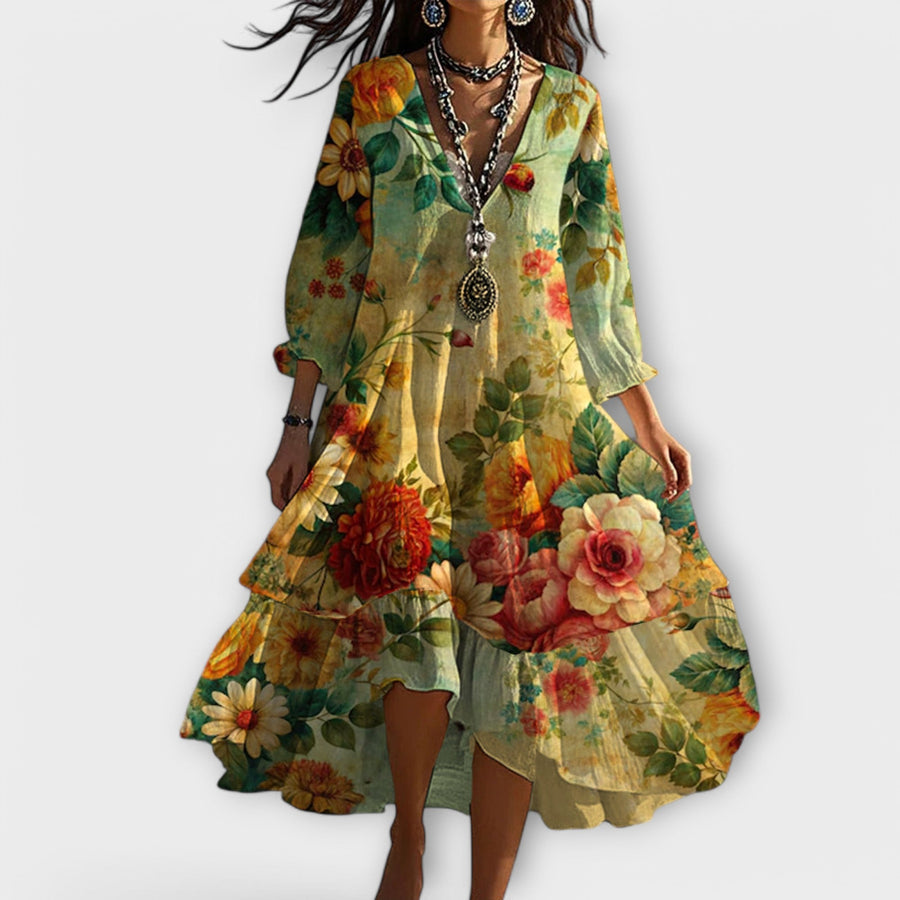 Grace & Jess | Elegant Floral Midi Dress