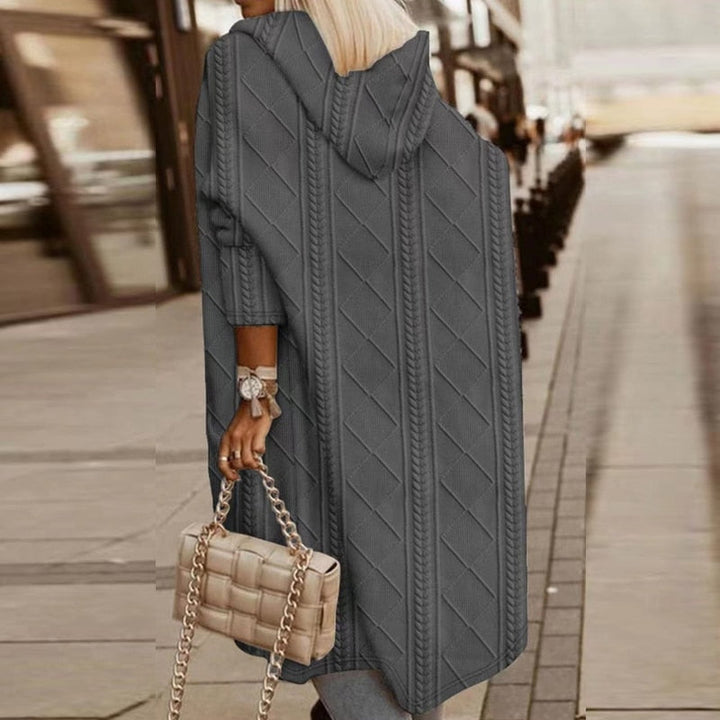 Grace & Jess | Long-sleeved cable-knit hooded cardigan