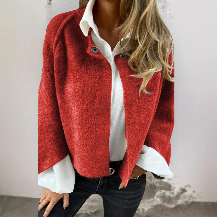 Grace & Jess | Round Neck and Long Sleeves Wool Coat