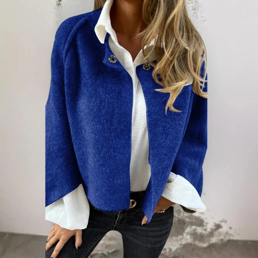 Grace & Jess | Round Neck and Long Sleeves Wool Coat