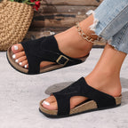 Callista | Women's Suede Slide Sandals with Buckle Detail
