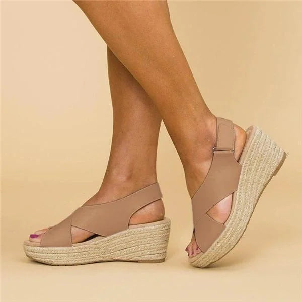 Gudrun | Women's Cross Strap Espadrille Wedge Sandals
