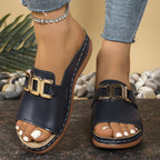 Mafalda | Women's Double Gold Buckle Slide Sandals