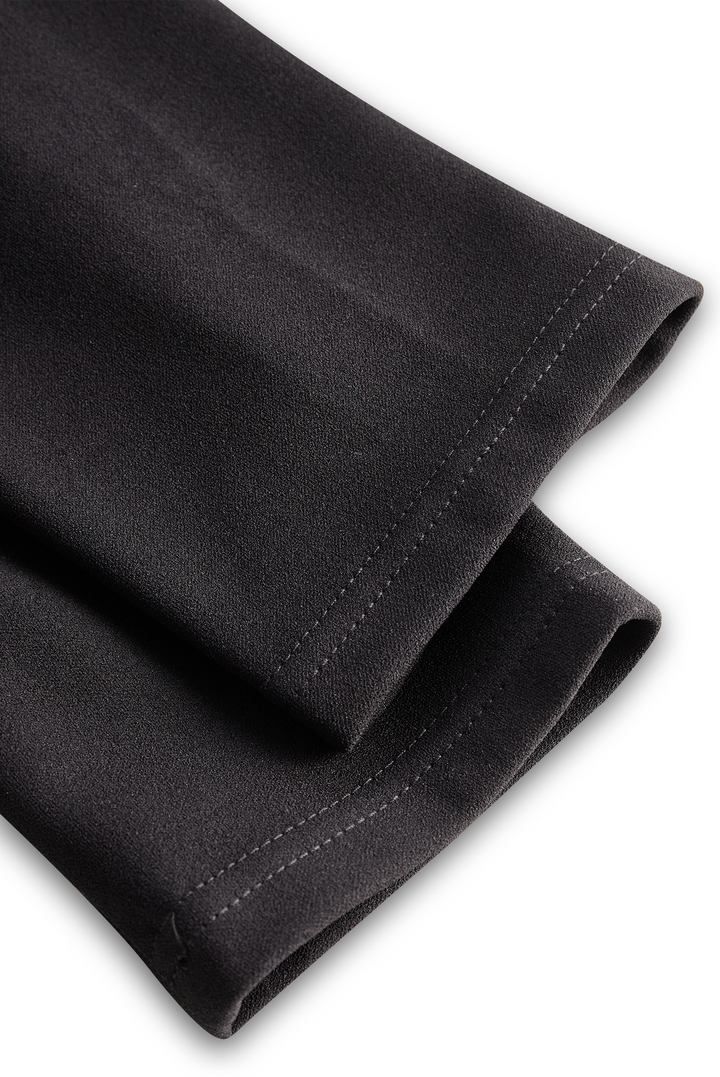 Serena | Refined Black Belted Sheath Dress with Mandarin Collar