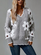 Thea | Women's Floral V-Neck Sweater