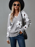Thea | Women's Floral V-Neck Sweater