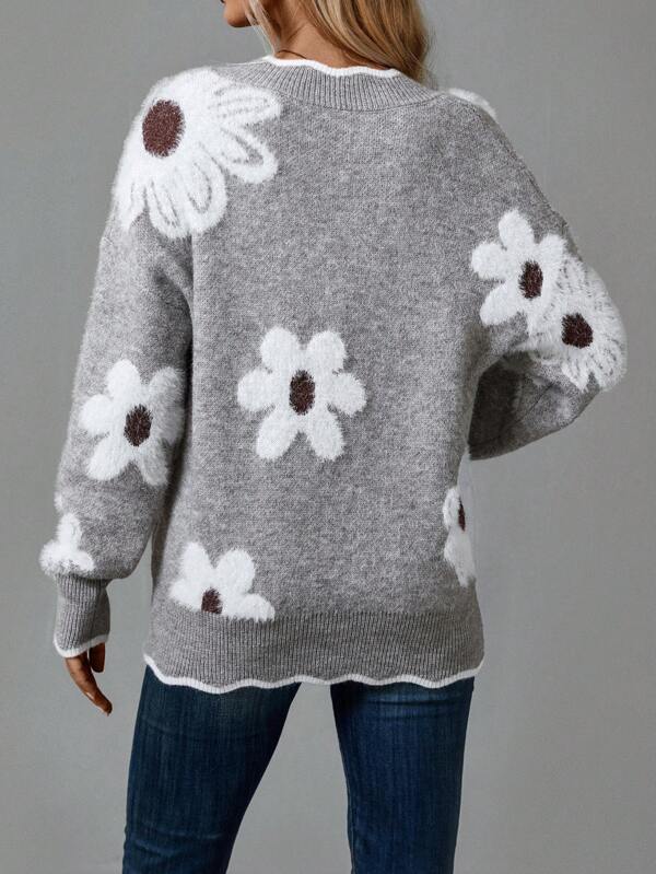 Thea | Women's Floral V-Neck Sweater