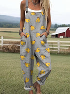 Hannelore | Women's Whimsical Hen Printed Dungarees