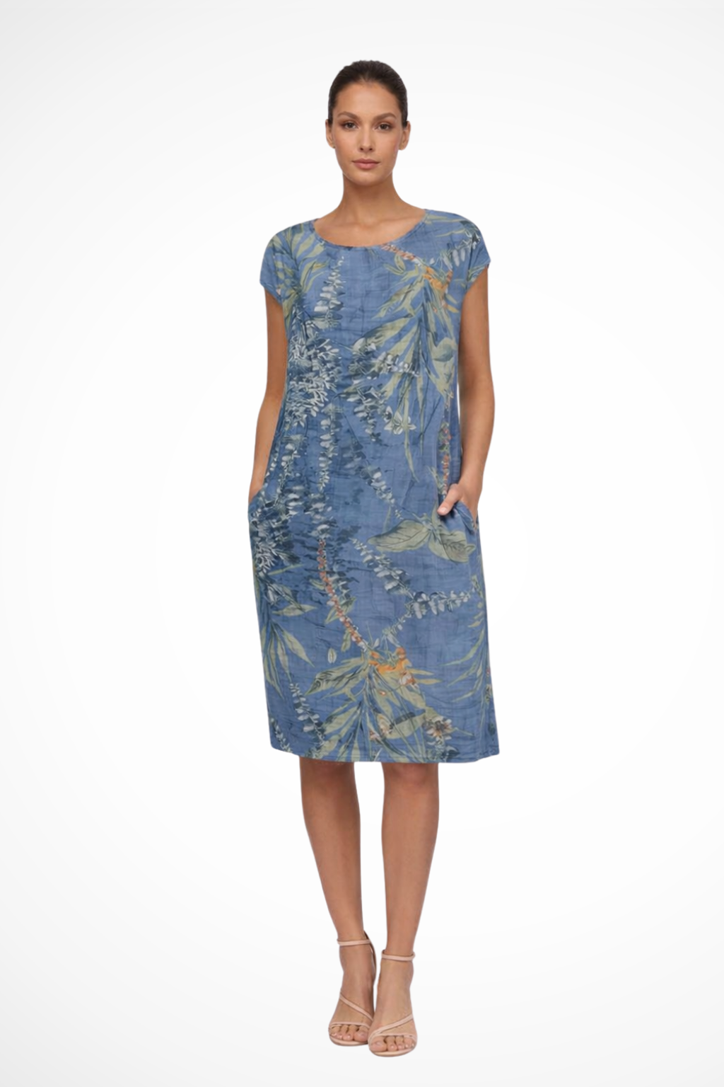 Serafina | Women's Casual Relaxed Fit Botanical Print Midi Dress