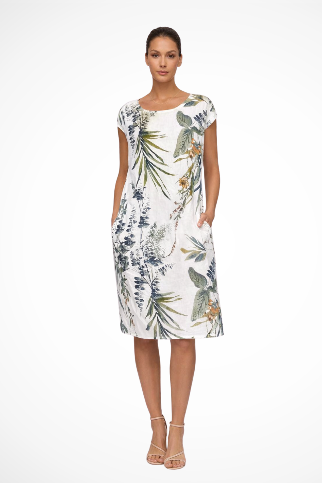 Serafina | Women's Casual Relaxed Fit Botanical Print Midi Dress