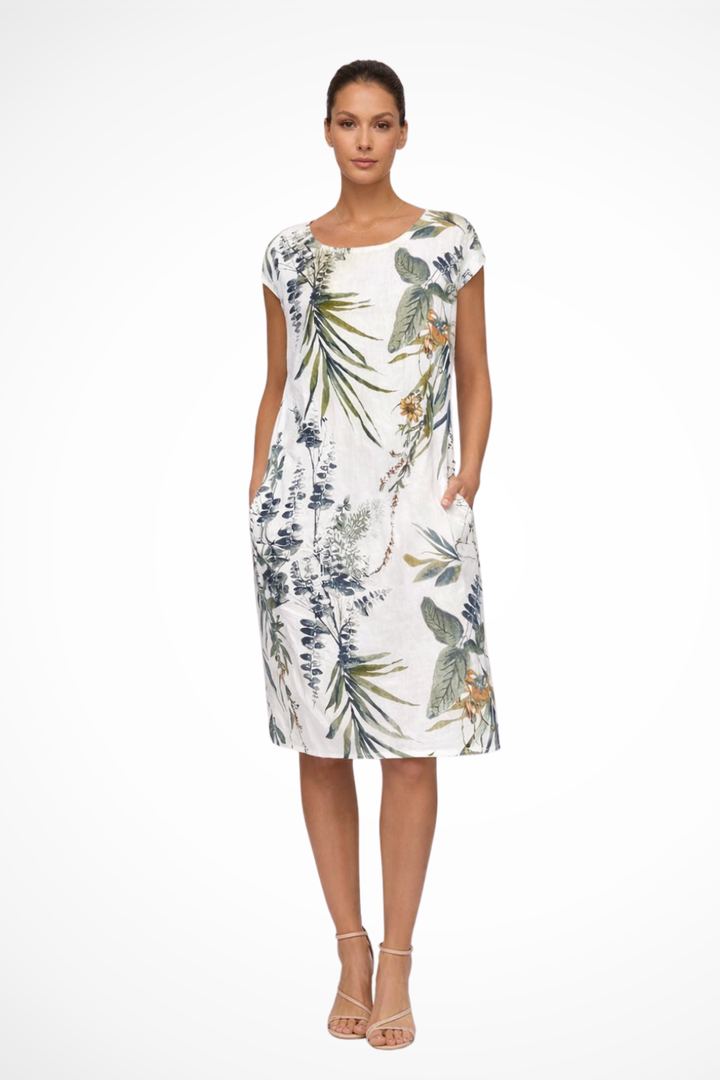 Serafina | Women's Casual Relaxed Fit Botanical Print Midi Dress
