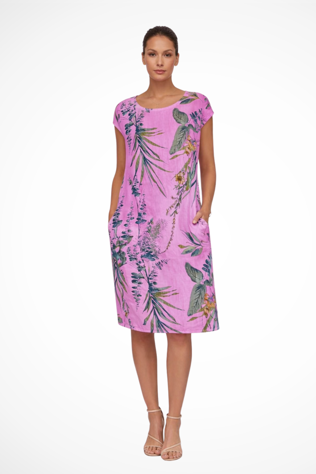 Serafina | Women's Casual Relaxed Fit Botanical Print Midi Dress