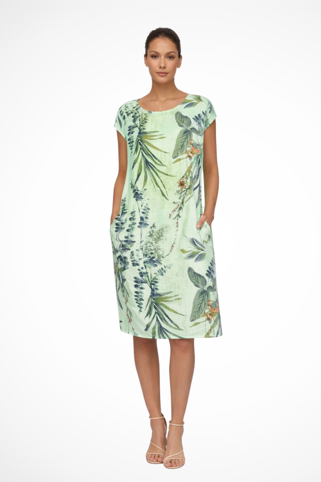 Serafina | Women's Casual Relaxed Fit Botanical Print Midi Dress