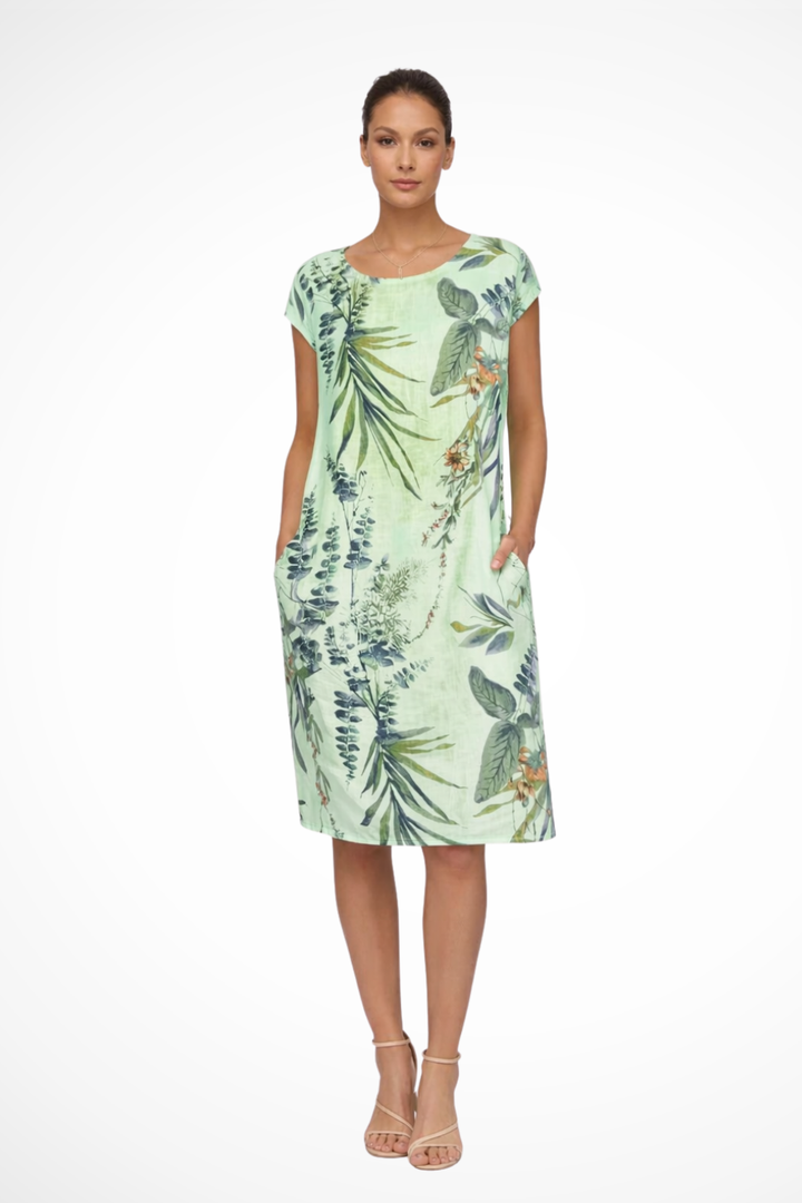 Serafina | Women's Casual Relaxed Fit Botanical Print Midi Dress