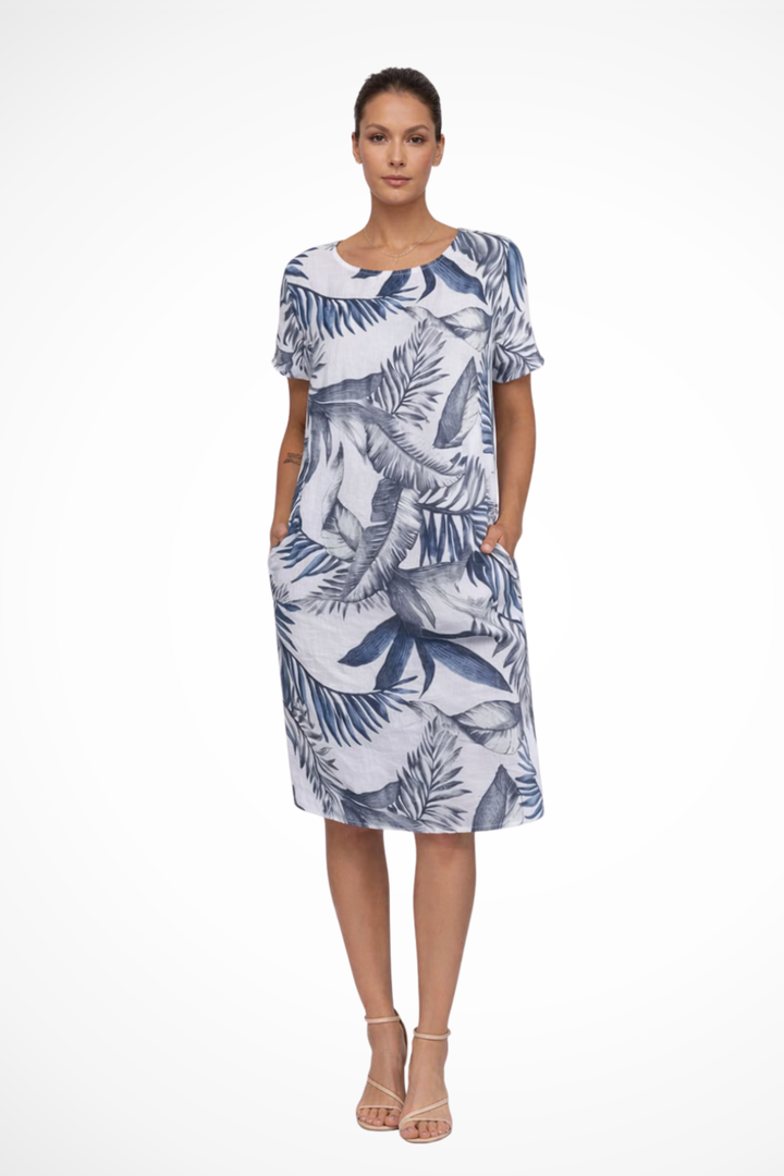Serafina | Women's Casual Relaxed Fit Botanical Print Midi Dress