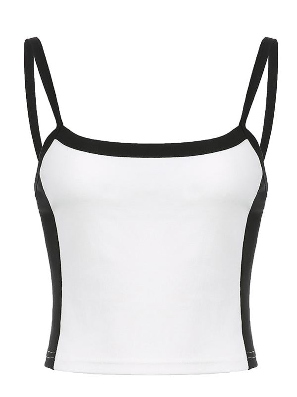 Vireya | Women's Contrast Trim Square Neck Cropped Cami Top