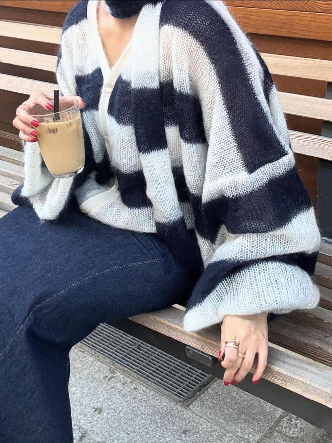 Grace & Jess | Cozy Stripe Sweater Cardigan