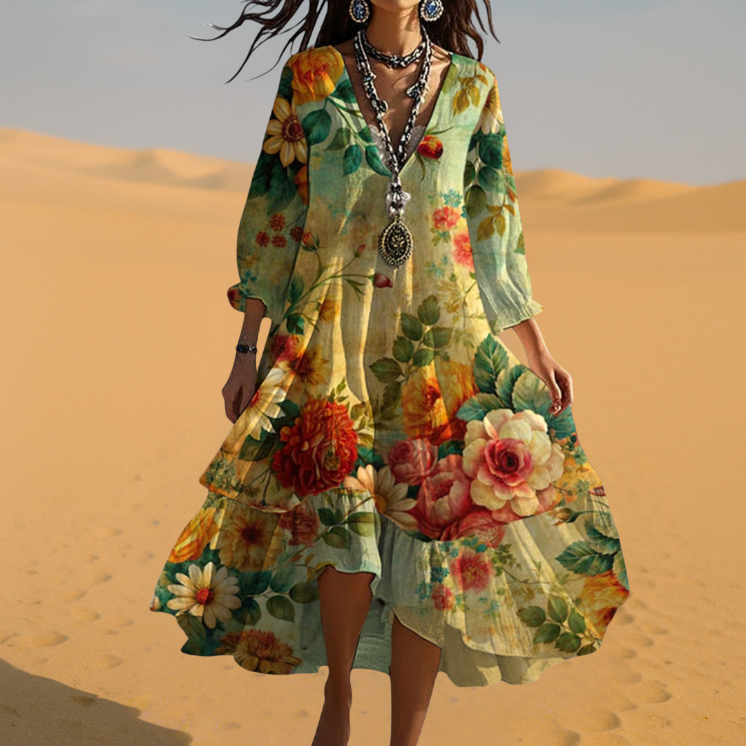 Rosette | Women's Floral Boho V Neck Summer Dress