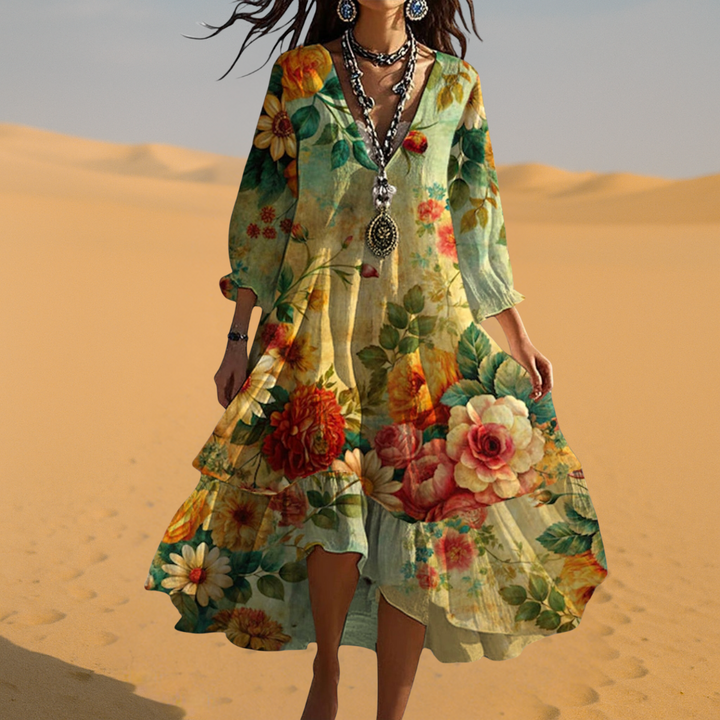 Rosette | Women's Floral Boho V Neck Summer Dress