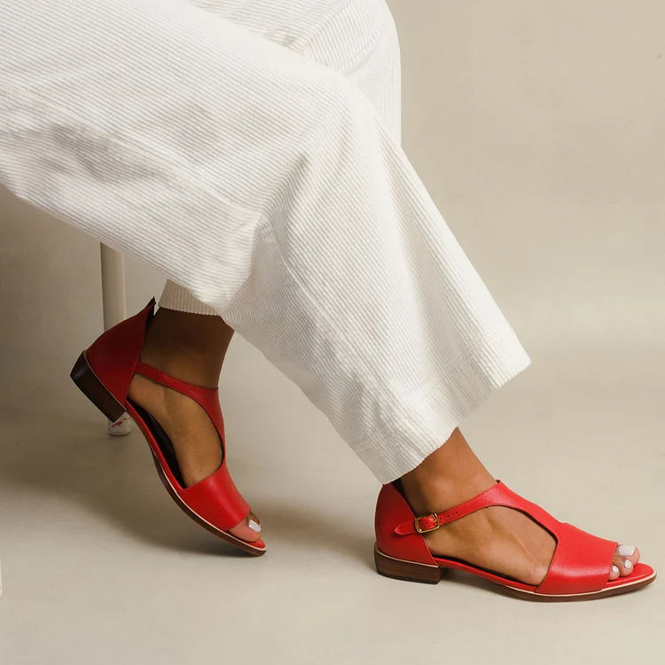 Riordan | Women's Elegant T-Bar Low Heel Sandals