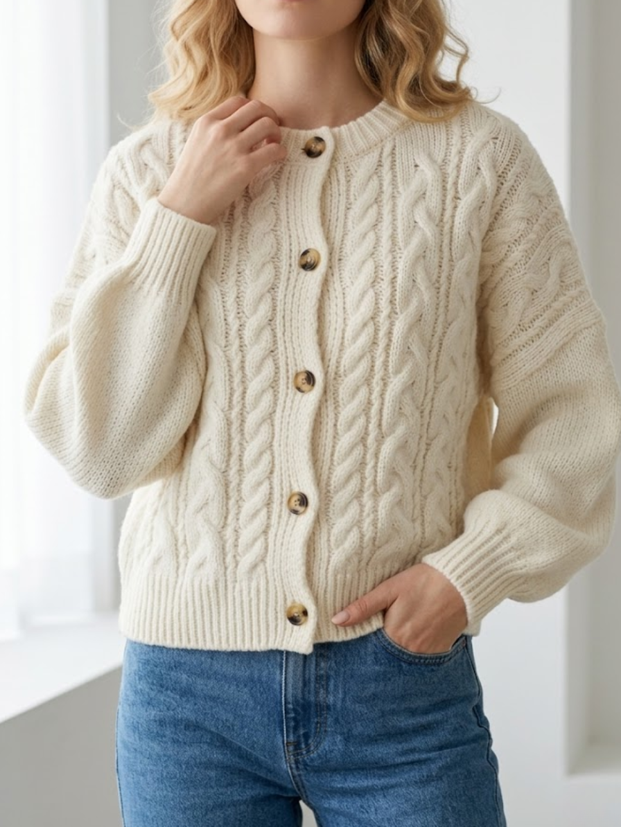 Amethyst | Women's Chic Comfy Braided Cardigan
