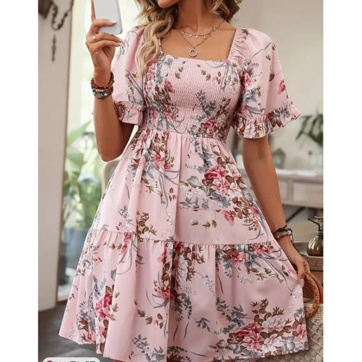 Grace & Jess | Vintage Floral Flounce Sleeve Summer Dress