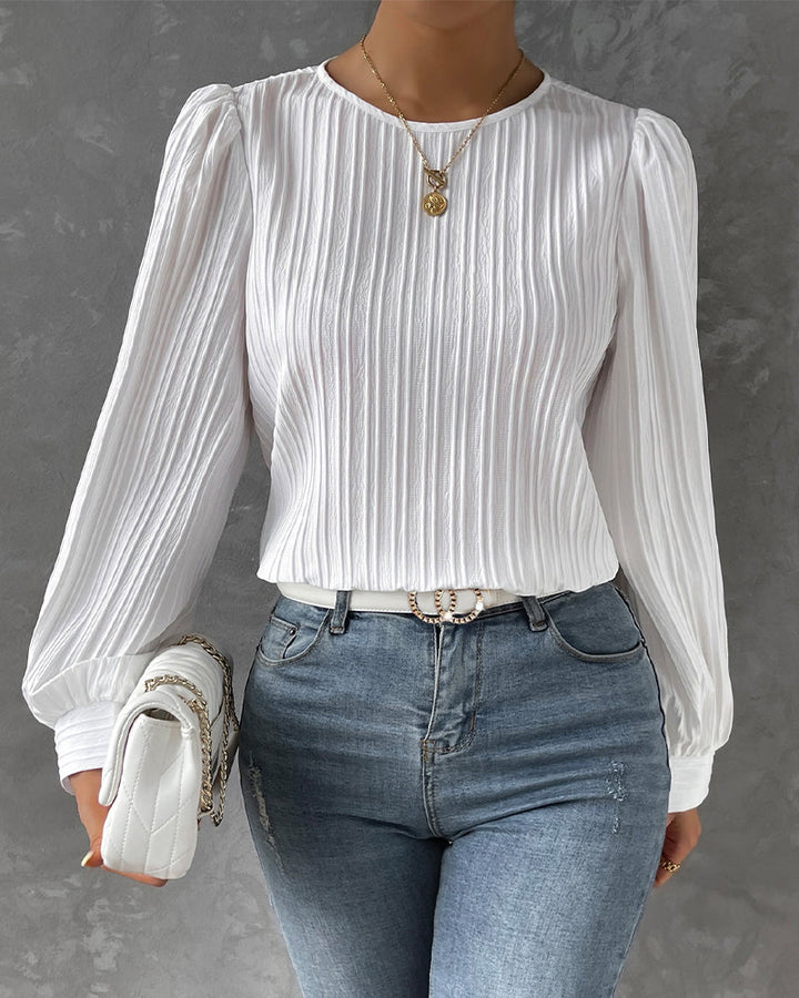 Grace & Jess | PLEATED LANTERN SLEEVE TOP FOR WOMEN