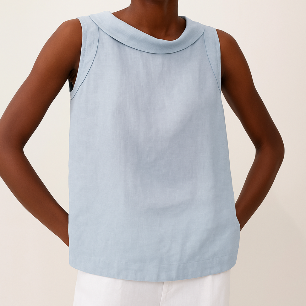 Maria | Women's Sleeveless Roll Collar Top