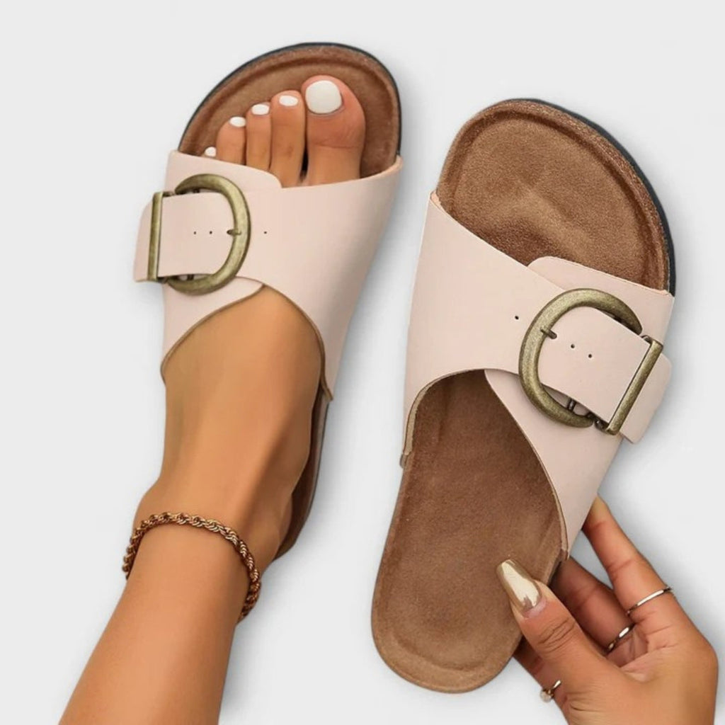 Dymphna | Women's Single Strap Buckle Footbed Slides