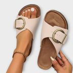 Dymphna | Women's Single Strap Buckle Footbed Slides