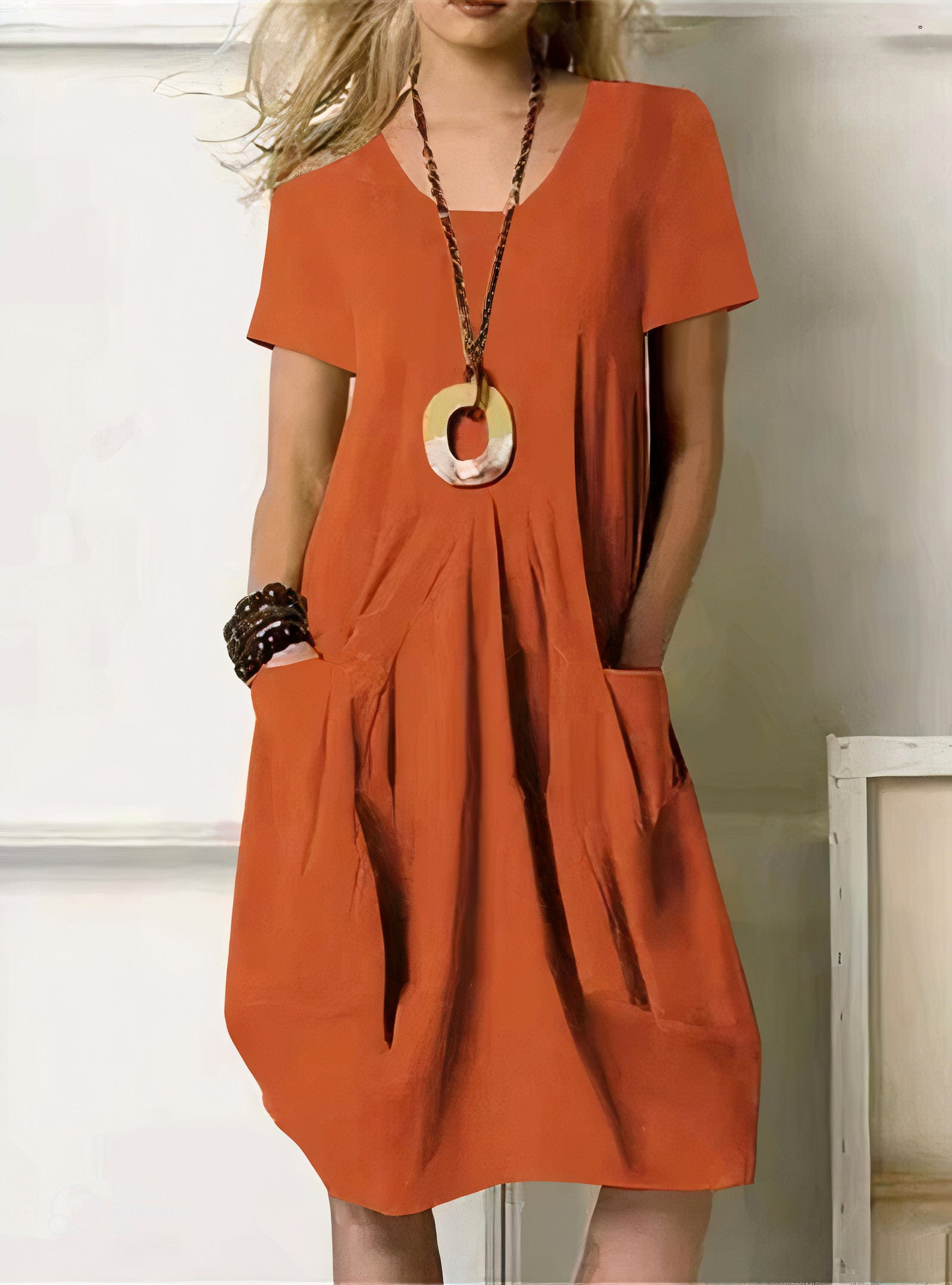 Lark | Women's Casual Loose Pocket Midi Dress