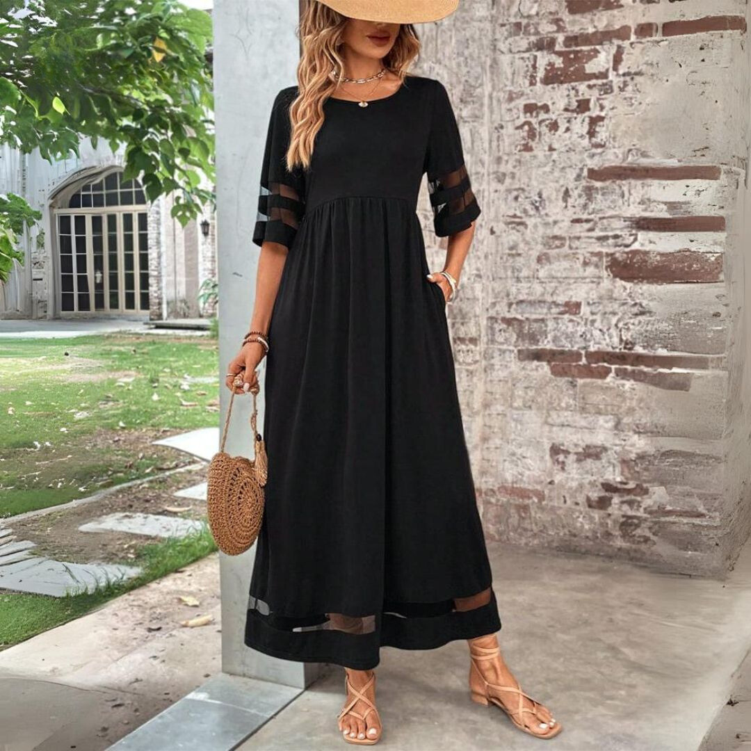 Remi | Women's Elegant Mesh Detail Maxi Dress