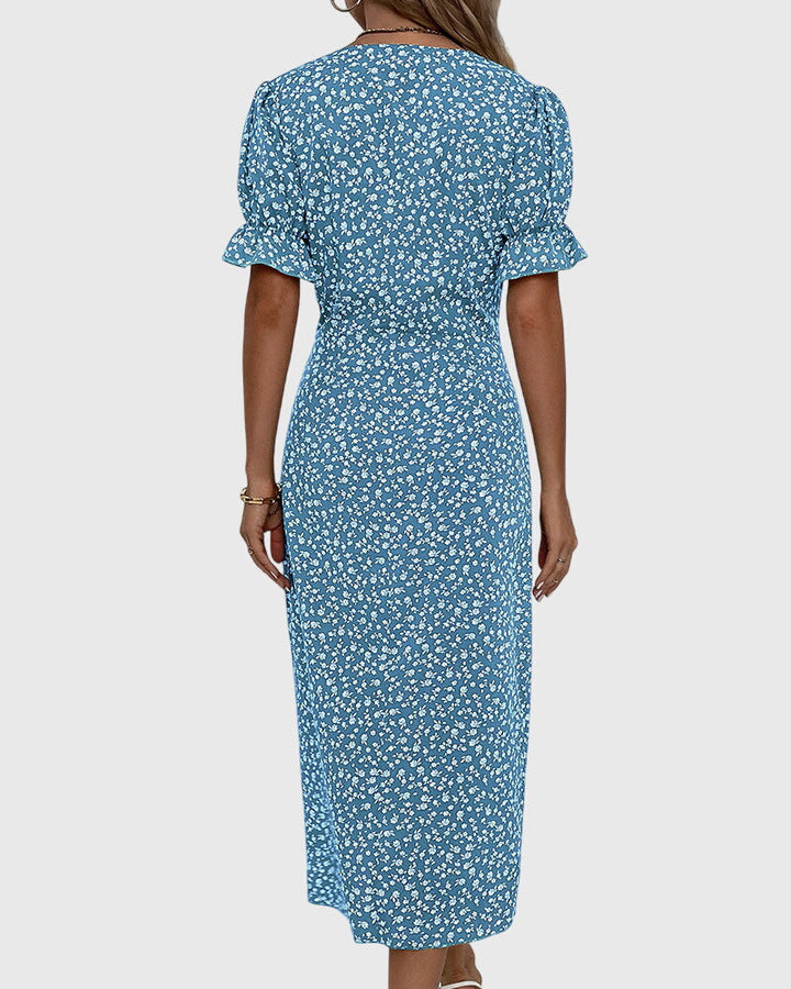 Barbara - Fresh Bloom V-Neck Dress