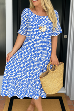 Zerelle | Women's Short Sleeve Polka Dot Midi Dress