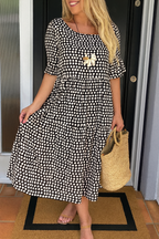 Zerelle | Women's Short Sleeve Polka Dot Midi Dress