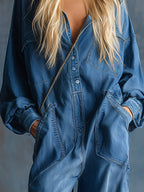 Delphine | Women's Denim Dungaree Jumpsuit
