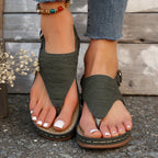 Genoveffa | Women's Toe Post Buckle Wedge Slide Sandals