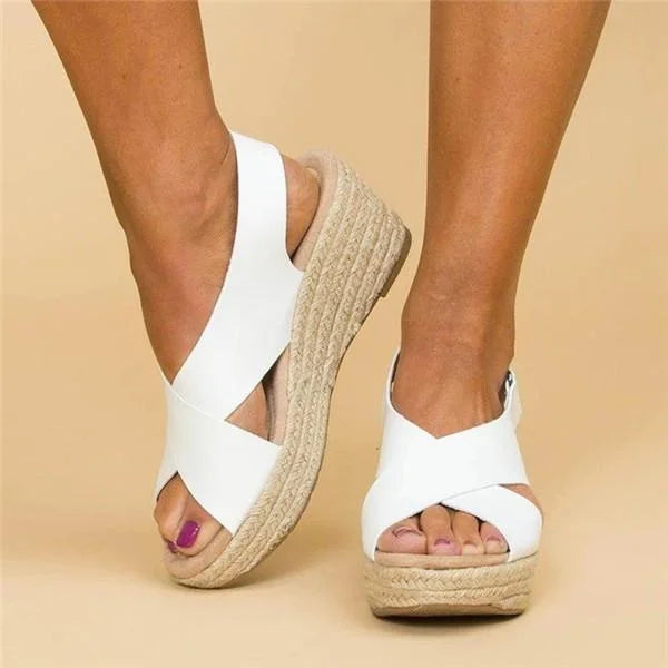 Gudrun | Women's Cross Strap Espadrille Wedge Sandals