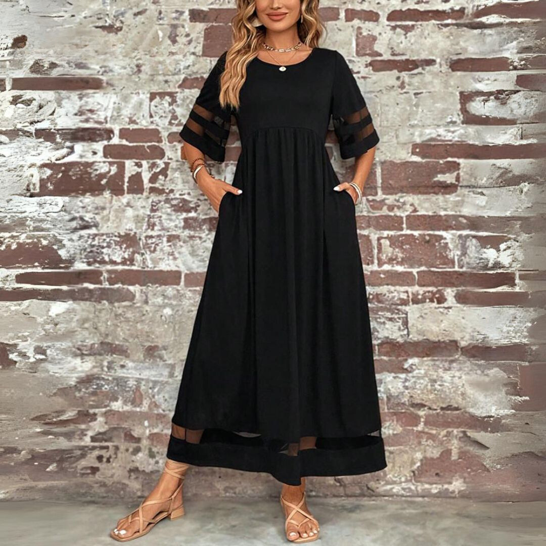 Remi | Women's Elegant Mesh Detail Maxi Dress