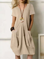 Lark | Women's Casual Loose Pocket Midi Dress