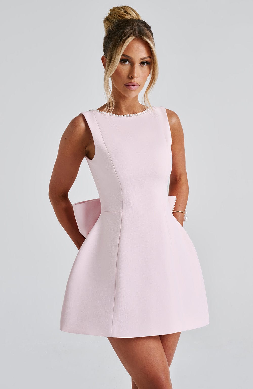 Catherine | Structured Bow Back Mini Dress