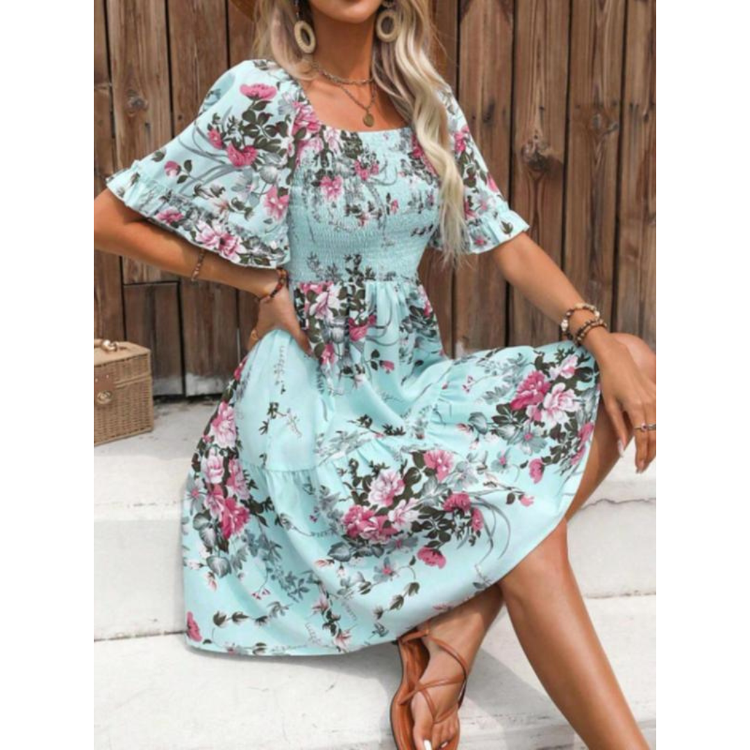 Grace & Jess | Vintage Floral Flounce Sleeve Summer Dress